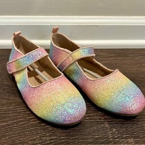 🦋 NWT ADAMUMU Girl's Glitter Rainbow Dress Shoes, size little girl 2